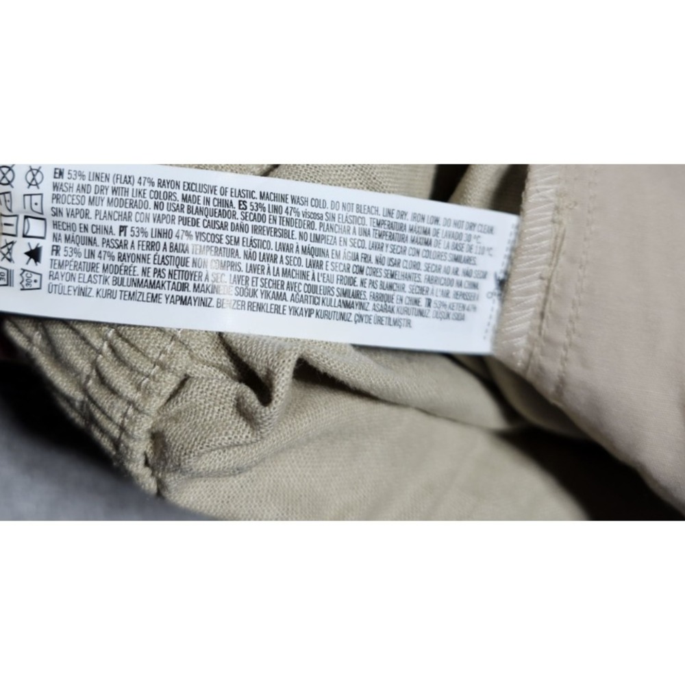 Forever 21 Linen Blend Shorts Mens Sz Medium Taupe Khaki Drawstring Pockets New - Picture 5 of 10